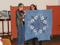 Mary Cesar & her Hawaiian Applique Jeans Quilt & Penny